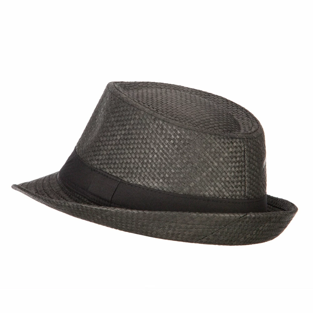 Jeanne Simmons Men's Woven Paper Fedora Hat With Black Band 4 Jeanne Simmons Men's Woven Paper Fedora Hat With Black Band - Image 2