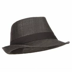 Jeanne Simmons Men's Woven Paper Fedora Hat With Black Band 19 Jeanne Simmons Men's Woven Paper Fedora Hat With Black Band -Adams Shop mw001sf black 4
