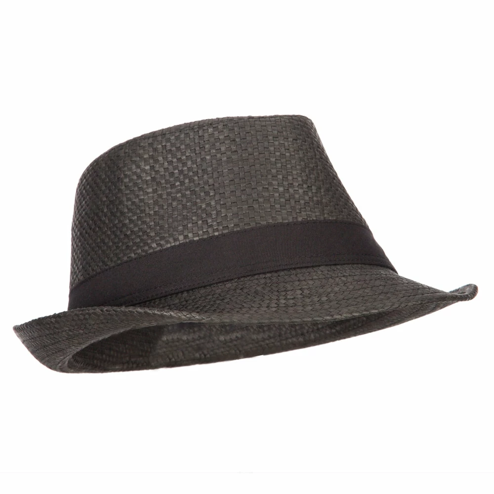 Jeanne Simmons Men's Woven Paper Fedora Hat With Black Band 5 Jeanne Simmons Men's Woven Paper Fedora Hat With Black Band - Image 3