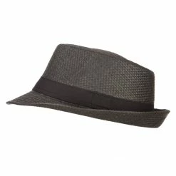Jeanne Simmons Men's Woven Paper Fedora Hat With Black Band 21 Jeanne Simmons Men's Woven Paper Fedora Hat With Black Band -Adams Shop mw001sf black 5