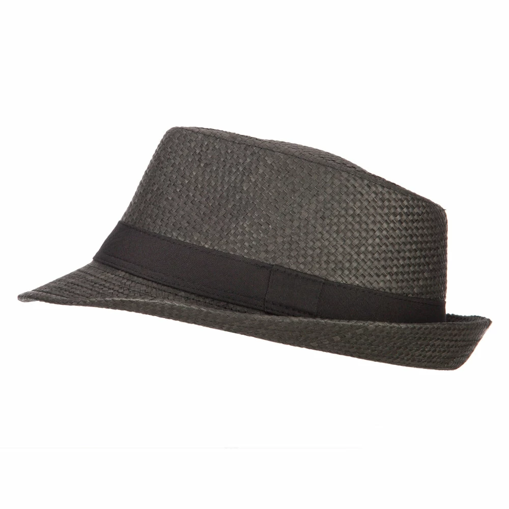 Jeanne Simmons Men's Woven Paper Fedora Hat With Black Band 7 Jeanne Simmons Men's Woven Paper Fedora Hat With Black Band - Image 5