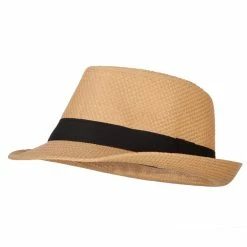 Jeanne Simmons Men's Woven Paper Fedora Hat With Black Band 22 Jeanne Simmons Men's Woven Paper Fedora Hat With Black Band -Adams Shop mw002sf bronze 1