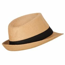 Jeanne Simmons Men's Woven Paper Fedora Hat With Black Band 24 Jeanne Simmons Men's Woven Paper Fedora Hat With Black Band -Adams Shop mw002sf bronze 3