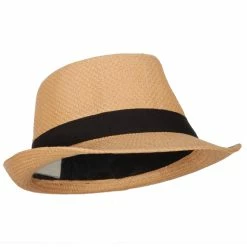 Jeanne Simmons Men's Woven Paper Fedora Hat With Black Band 25 Jeanne Simmons Men's Woven Paper Fedora Hat With Black Band -Adams Shop mw002sf bronze 4