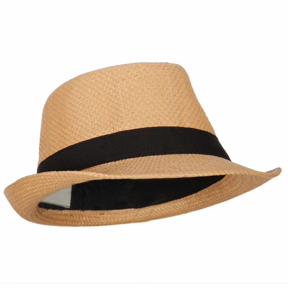 Jeanne Simmons Men's Woven Paper Fedora Hat With Black Band 11 Jeanne Simmons Men's Woven Paper Fedora Hat With Black Band - Image 9