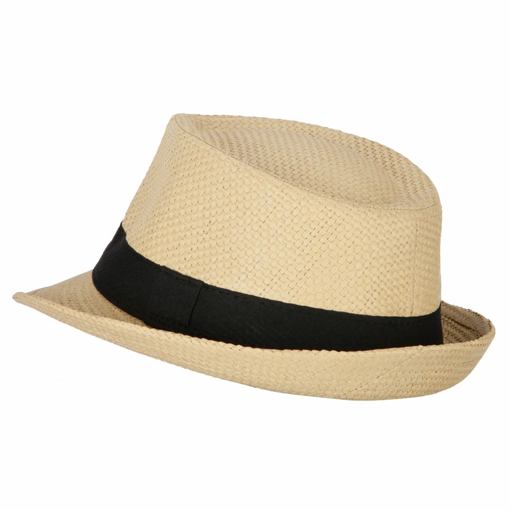 Jeanne Simmons Men's Woven Paper Fedora Hat With Black Band 14 Jeanne Simmons Men's Woven Paper Fedora Hat With Black Band - Image 12