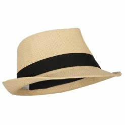 Jeanne Simmons Men's Woven Paper Fedora Hat With Black Band 30 Jeanne Simmons Men's Woven Paper Fedora Hat With Black Band -Adams Shop mw003sf natural 4