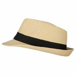 Jeanne Simmons Men's Woven Paper Fedora Hat With Black Band 31 Jeanne Simmons Men's Woven Paper Fedora Hat With Black Band -Adams Shop mw003sf natural 5