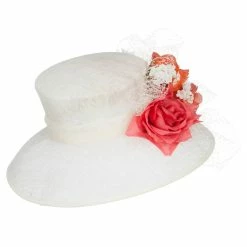 Something Special Mixed Flower Decoration Sinamay Hat -Adams Shop mx001fs ivory 3