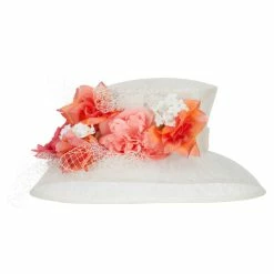 Something Special Mixed Flower Decoration Sinamay Hat -Adams Shop mx001fs ivory 5