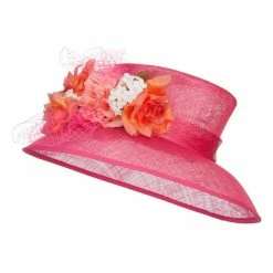 Something Special Mixed Flower Decoration Sinamay Hat -Adams Shop mx002fs hot pink 1