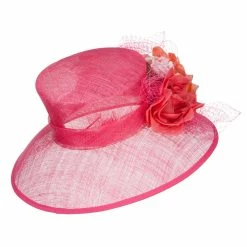 Something Special Mixed Flower Decoration Sinamay Hat -Adams Shop mx002fs hot pink 3