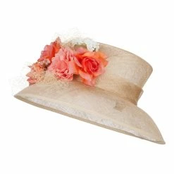 Something Special Mixed Flower Decoration Sinamay Hat -Adams Shop mx003fs sand 1