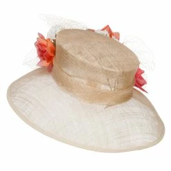 Something Special Mixed Flower Decoration Sinamay Hat -Adams Shop mx003fs sand 2