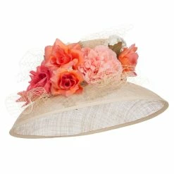 Something Special Mixed Flower Decoration Sinamay Hat -Adams Shop mx003fs sand 4