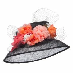 Something Special Mixed Flower Decoration Sinamay Hat -Adams Shop mx004fs black 4