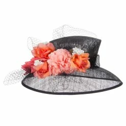 Something Special Mixed Flower Decoration Sinamay Hat -Adams Shop mx004fs black 5