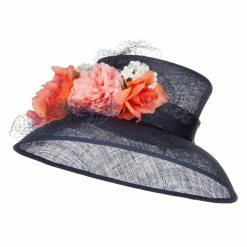 Something Special Mixed Flower Decoration Sinamay Hat -Adams Shop mx005fs navy 1