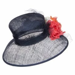 Something Special Mixed Flower Decoration Sinamay Hat -Adams Shop mx005fs navy 3