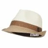 Hatiya Patterned Band Paper Straw Fedora -Adams Shop nd001sf tan 1