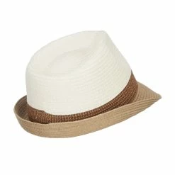 Hatiya Patterned Band Paper Straw Fedora 14 Hatiya Patterned Band Paper Straw Fedora -Adams Shop nd001sf tan 3