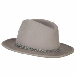 Jeanne Simmons Unisex Wool Felt Satin Rope Band Trim Pinched Crown Fedora Hat -Adams Shop ni001cf grey 2
