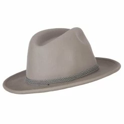 Jeanne Simmons Unisex Wool Felt Satin Rope Band Trim Pinched Crown Fedora Hat -Adams Shop ni001cf grey 3
