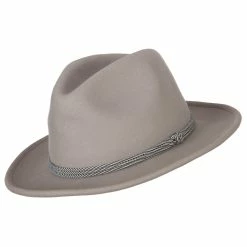 Jeanne Simmons Unisex Wool Felt Satin Rope Band Trim Pinched Crown Fedora Hat -Adams Shop ni001cf grey 5