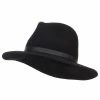 Jeanne Simmons Women's Leather Band Wool Fedora -Adams Shop nl001cf black 1