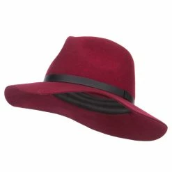 Jeanne Simmons Women's Leather Band Wool Fedora 32 Jeanne Simmons Women's Leather Band Wool Fedora -Adams Shop nl003cf burgundy 1