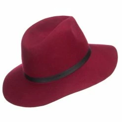 Jeanne Simmons Women's Leather Band Wool Fedora 34 Jeanne Simmons Women's Leather Band Wool Fedora -Adams Shop nl003cf burgundy 3