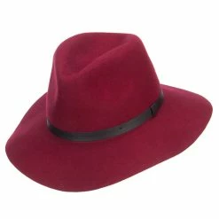 Jeanne Simmons Women's Leather Band Wool Fedora 36 Jeanne Simmons Women's Leather Band Wool Fedora -Adams Shop nl003cf burgundy 5
