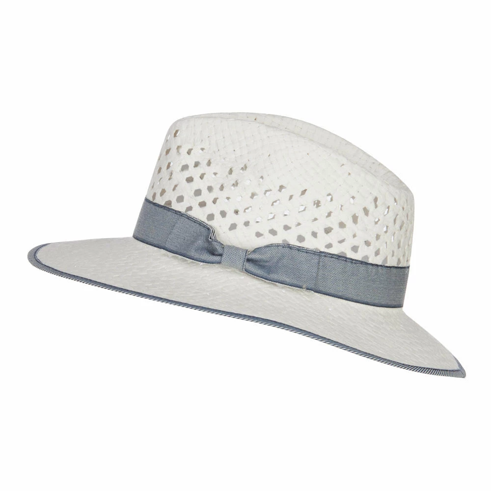 Hatiya Denim Band Straw Panama Hat 7 Hatiya Denim Band Straw Panama Hat - Image 5