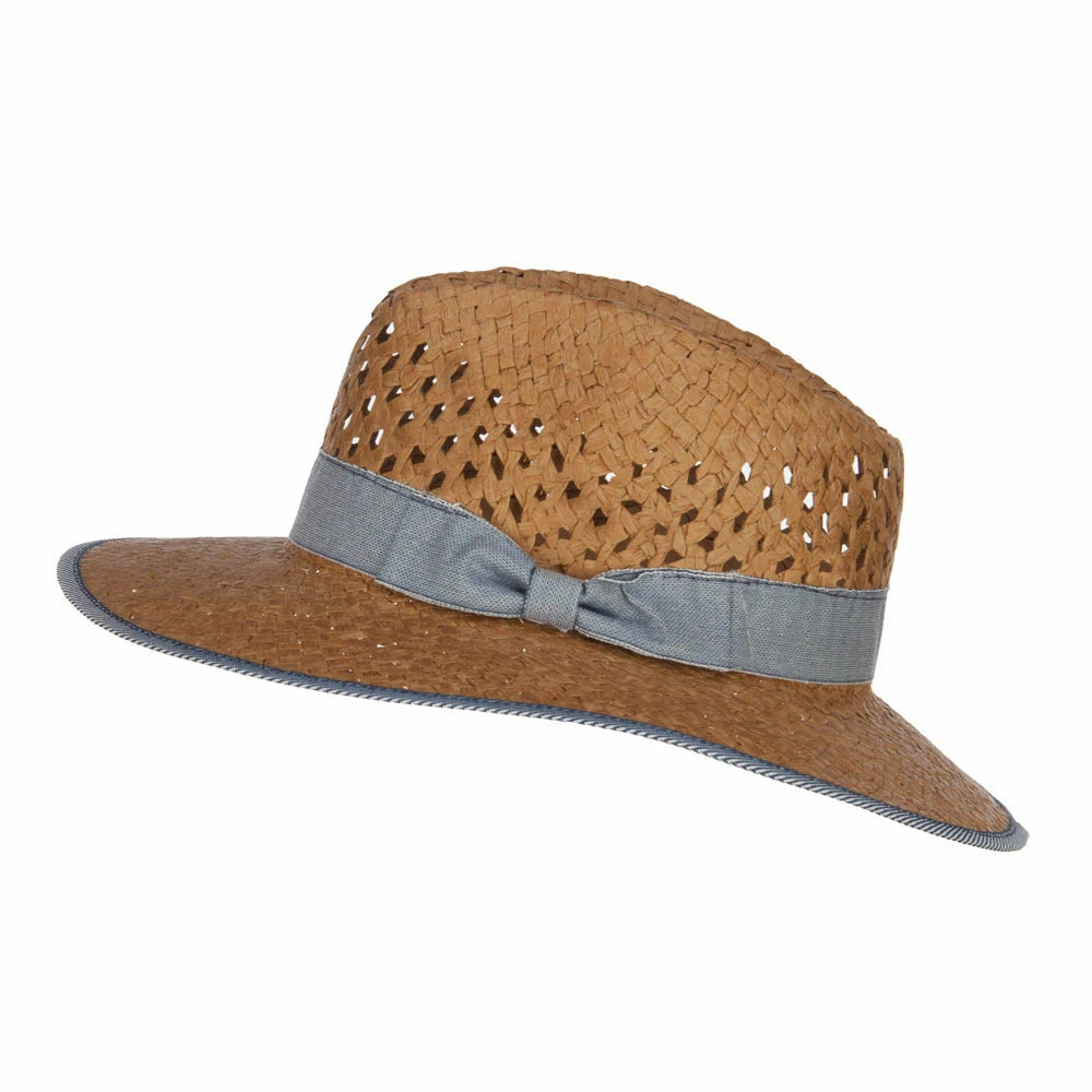Hatiya Denim Band Straw Panama Hat 12 Hatiya Denim Band Straw Panama Hat - Image 10