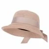 Jeanne Simmons Women's Paper Woven Turn Up Front Brim Wide Ribbon Cloche Hat 2 Jeanne Simmons Women's Paper Woven Turn Up Front Brim Wide Ribbon Cloche Hat -Adams Shop np001cl pink 1