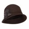 Jeanne Simmons Women's Leaf Flower Accent Wool Cloche