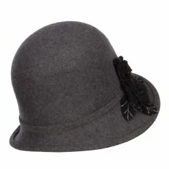 Jeanne Simmons Women's Leaf Flower Accent Wool Cloche -Adams Shop nr002cl grey 2