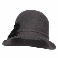 Jeanne Simmons Women's Leaf Flower Accent Wool Cloche -Adams Shop nr002cl grey 4