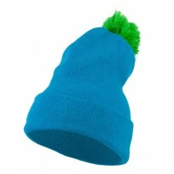 City Hunter Neon Two Tone Pom Cuff Beanie -Adams Shop nt002bf blue 1