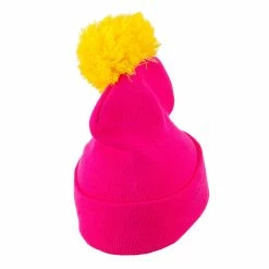 City Hunter Neon Two Tone Pom Cuff Beanie -Adams Shop nt003bf pink 3