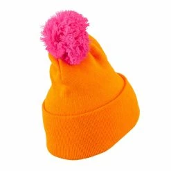 City Hunter Neon Two Tone Pom Cuff Beanie -Adams Shop nt004bf orange 3