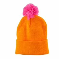 City Hunter Neon Two Tone Pom Cuff Beanie -Adams Shop nt004bf orange 5