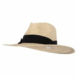 Jeanne Simmons Women's Paper Braid Bow Ribbon Accented Large Flat Brim Fedora Hat