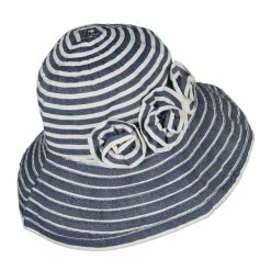 Jeanne Simmons Crushable Lady's Rose Accent Bucket Hat 19 Jeanne Simmons Crushable Lady's Rose Accent Bucket Hat -Adams Shop oe001cr blue white 3
