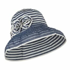 Jeanne Simmons Crushable Lady's Rose Accent Bucket Hat 20 Jeanne Simmons Crushable Lady's Rose Accent Bucket Hat -Adams Shop oe001cr blue white 4