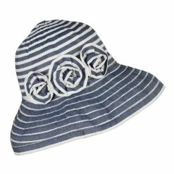 Jeanne Simmons Crushable Lady's Rose Accent Bucket Hat 21 Jeanne Simmons Crushable Lady's Rose Accent Bucket Hat -Adams Shop oe001cr blue white 5
