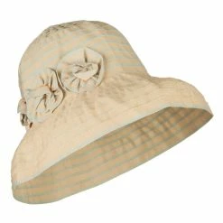 Jeanne Simmons Crushable Lady's Rose Accent Bucket Hat 30 Jeanne Simmons Crushable Lady's Rose Accent Bucket Hat -Adams Shop oe003cr tan grey 4 1