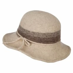 Jeanne Simmons Women's Wool Stripe Detailed Wired Short Brim Bucket Hat -Adams Shop ot001tp cream 2 1