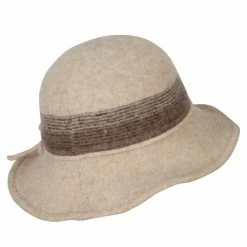 Jeanne Simmons Women's Wool Stripe Detailed Wired Short Brim Bucket Hat -Adams Shop ot001tp cream 3 1