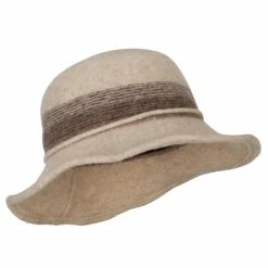 Jeanne Simmons Women's Wool Stripe Detailed Wired Short Brim Bucket Hat -Adams Shop ot001tp cream 4 1